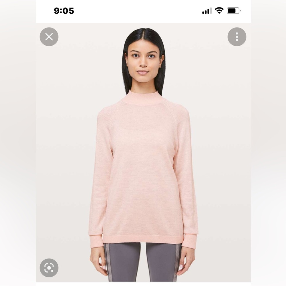 Lululemon soft shine sweater in misty pink/silver size 6